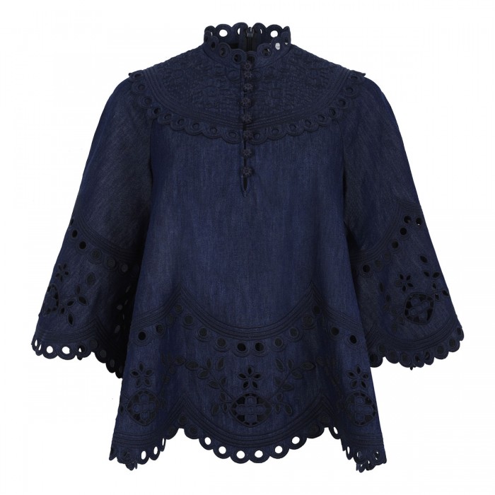 Mahon broderie denim top