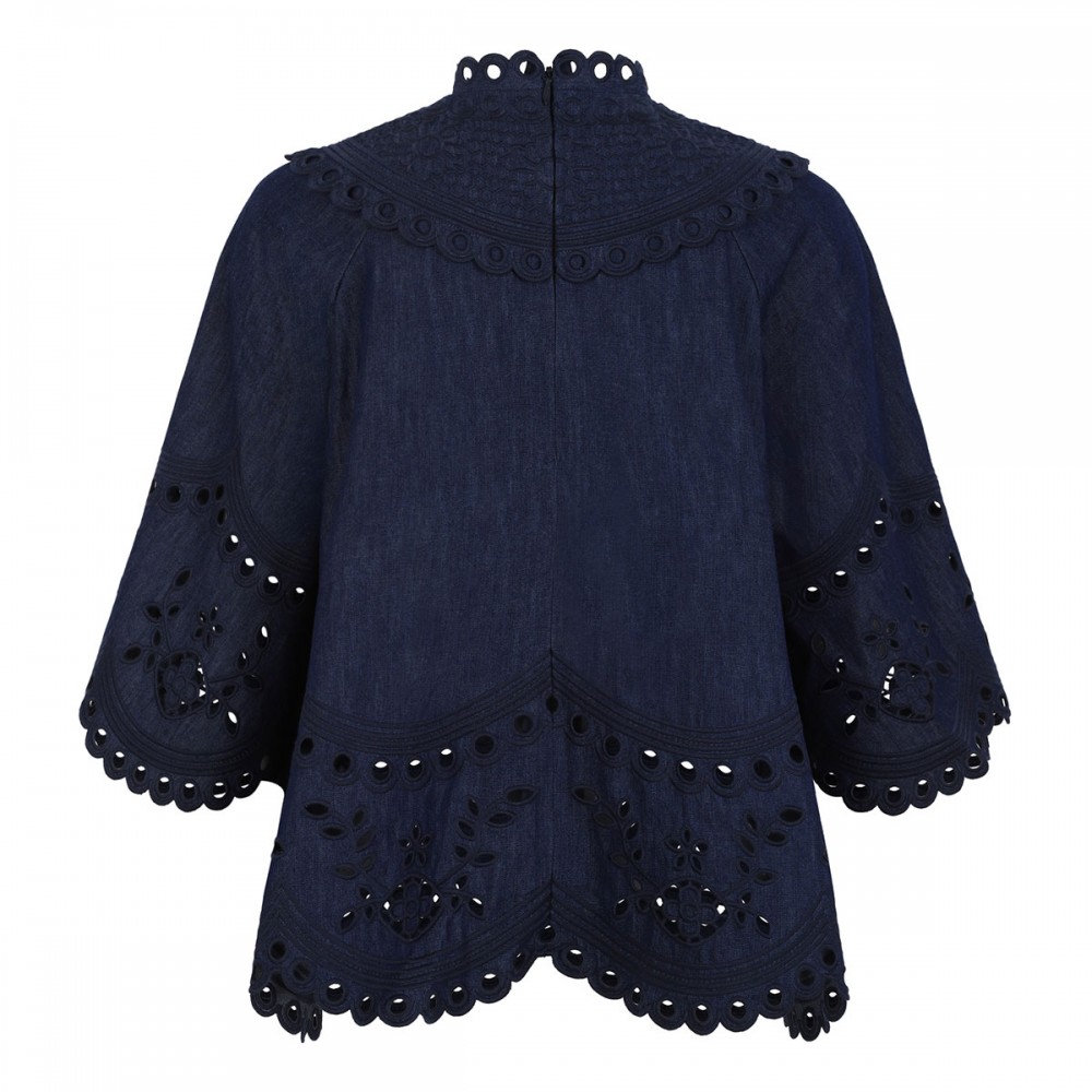 Mahon broderie denim top