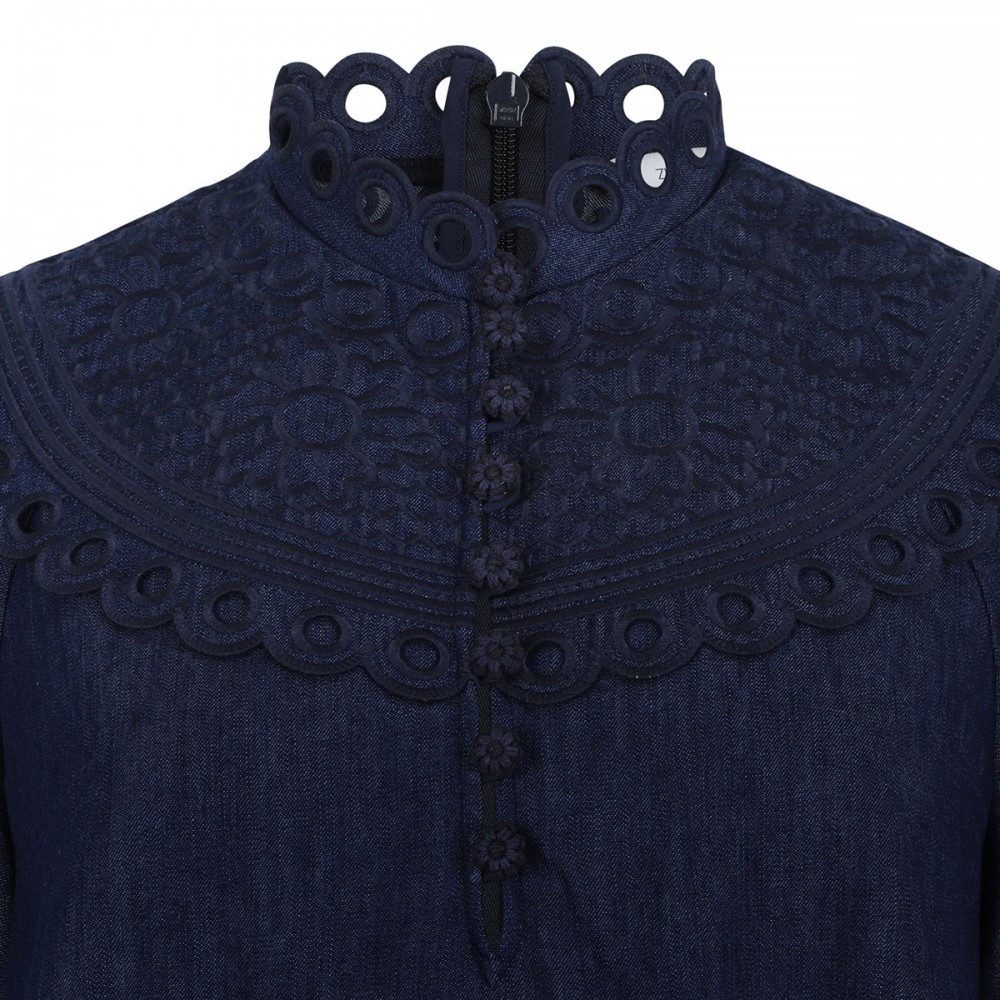 Mahon broderie denim top