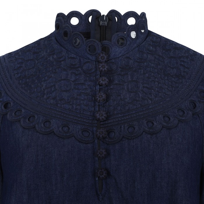 Mahon broderie denim top