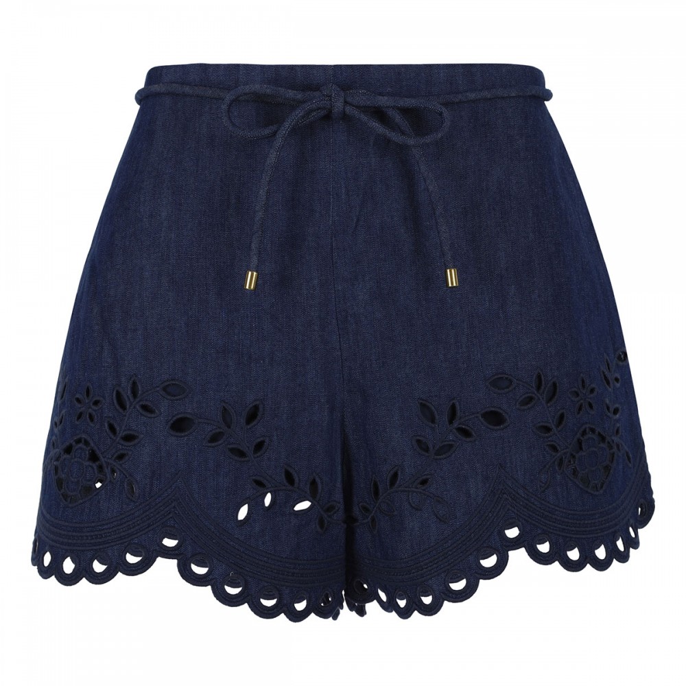 Mahon broderie denim shorts