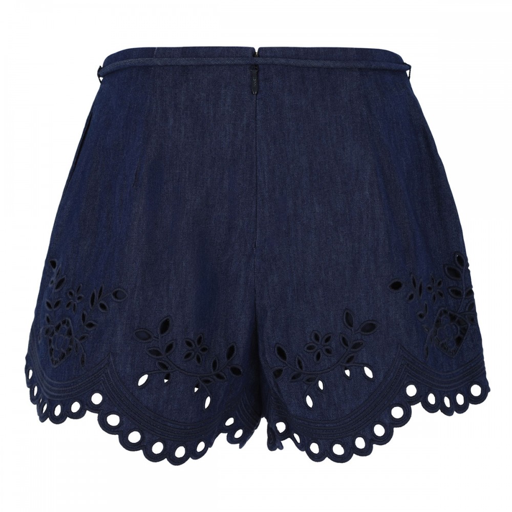 Mahon broderie denim shorts