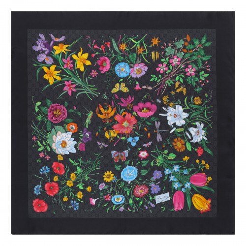 Flora GG silk twill carré