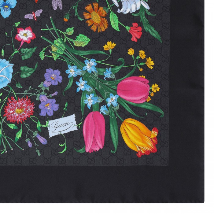 Flora GG silk twill carré