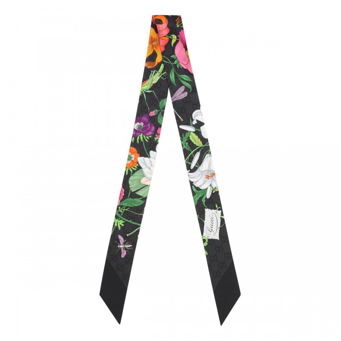 Flora GG silk twill ribbon