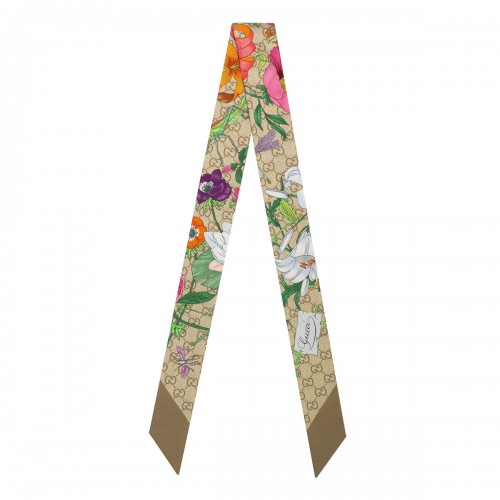 Flora GG silk twill ribbon