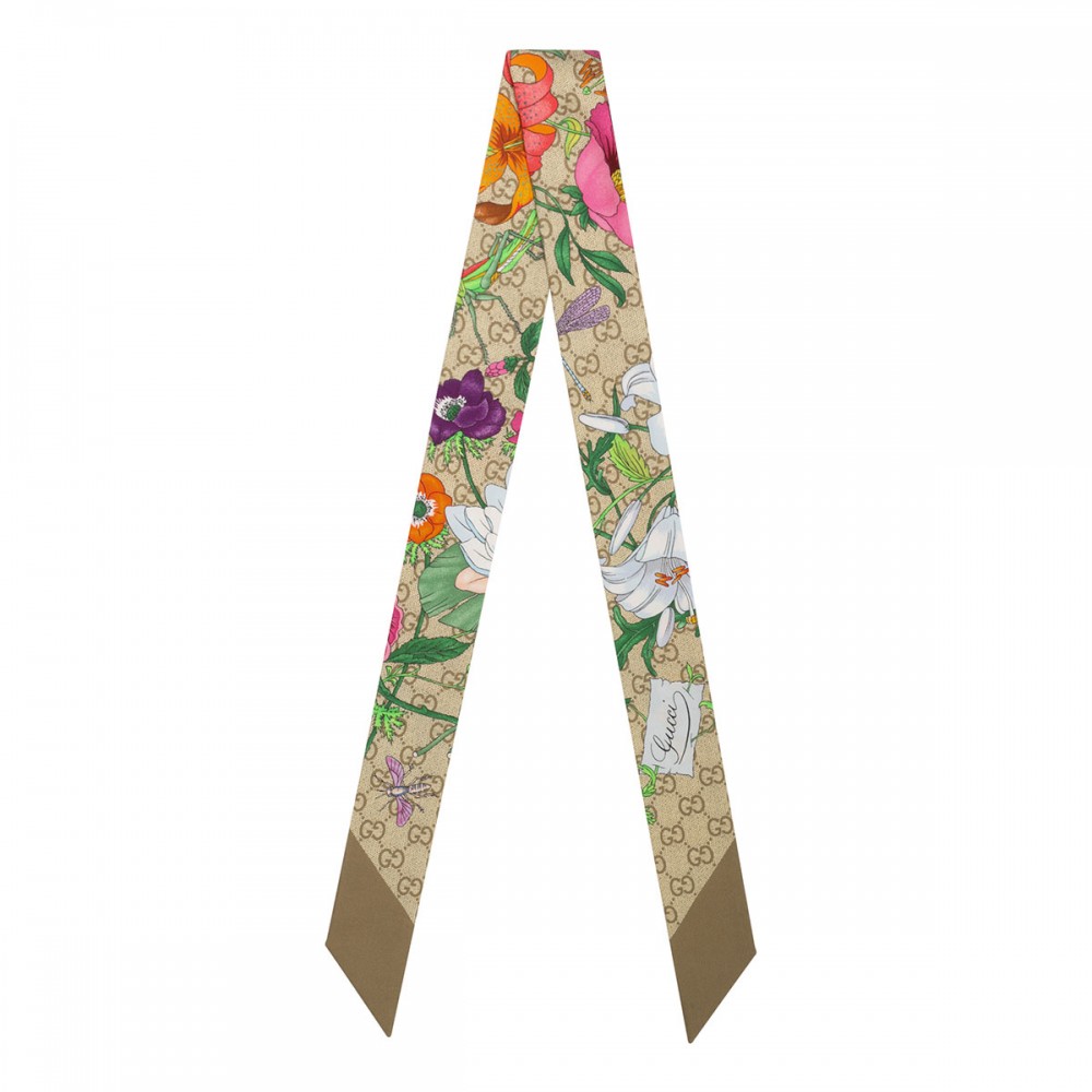 Flora GG silk twill ribbon