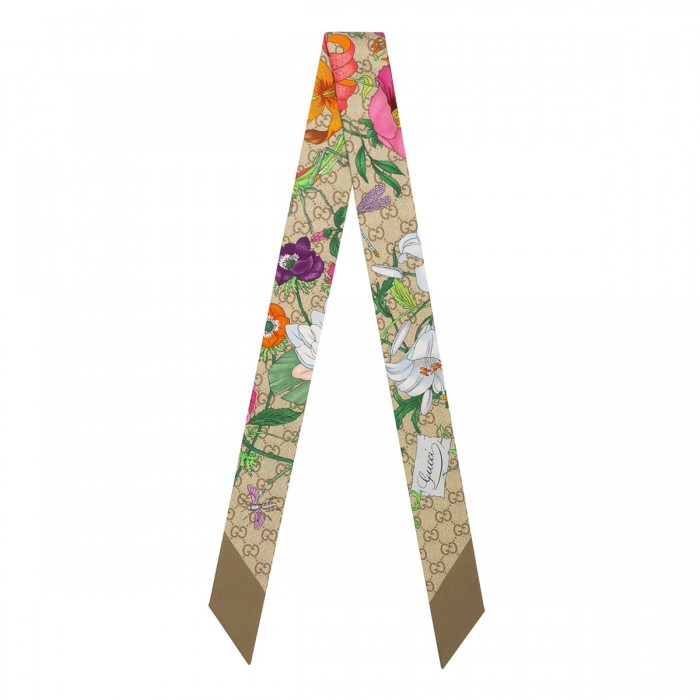Flora GG silk twill ribbon