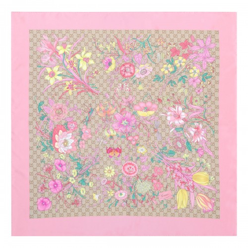 Flora GG silk twill carré