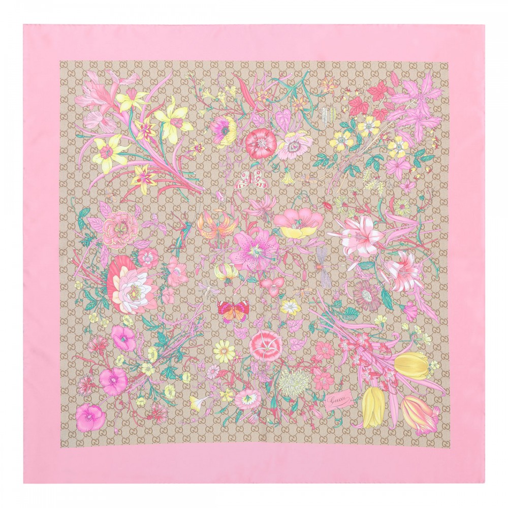 Flora GG silk twill carré