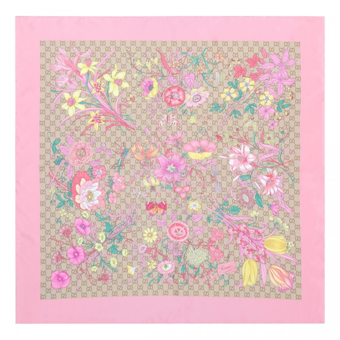 Flora GG silk twill carré