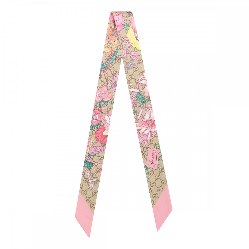 Flora GG silk twill ribbon