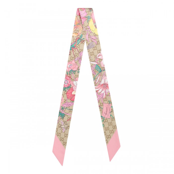 Flora GG silk twill ribbon