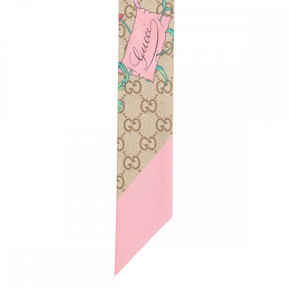 Flora GG silk twill ribbon