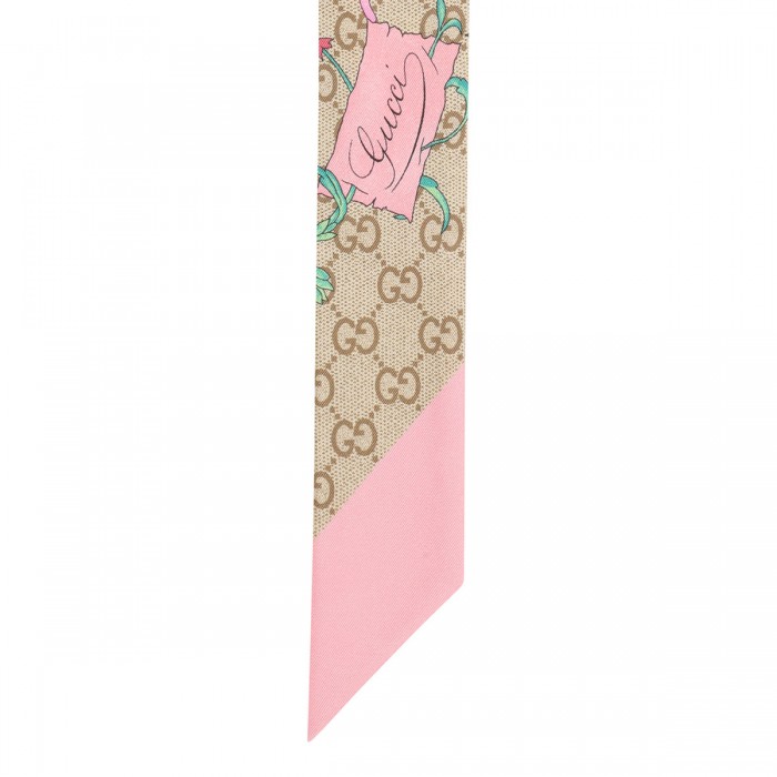 Flora GG silk twill ribbon
