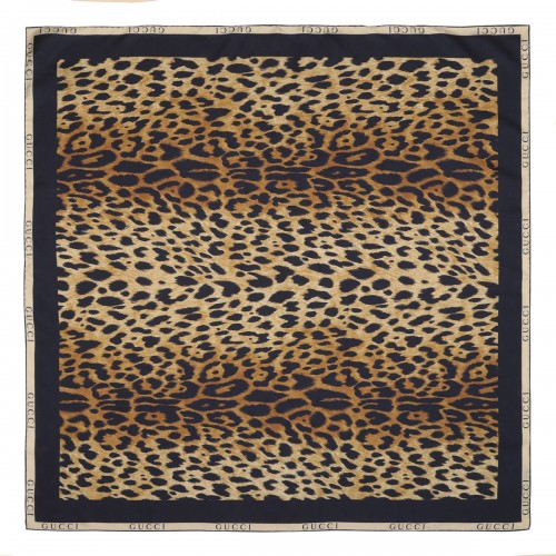 Leopard print silk twill carré
