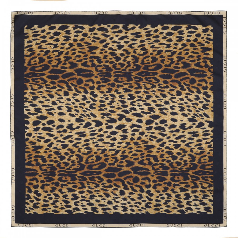 Leopard print silk twill carré