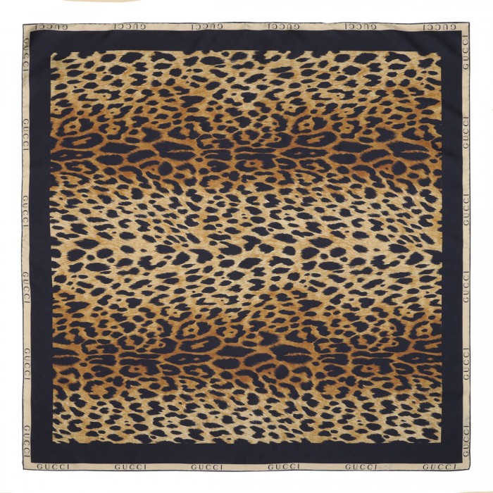 Leopard print silk twill carré