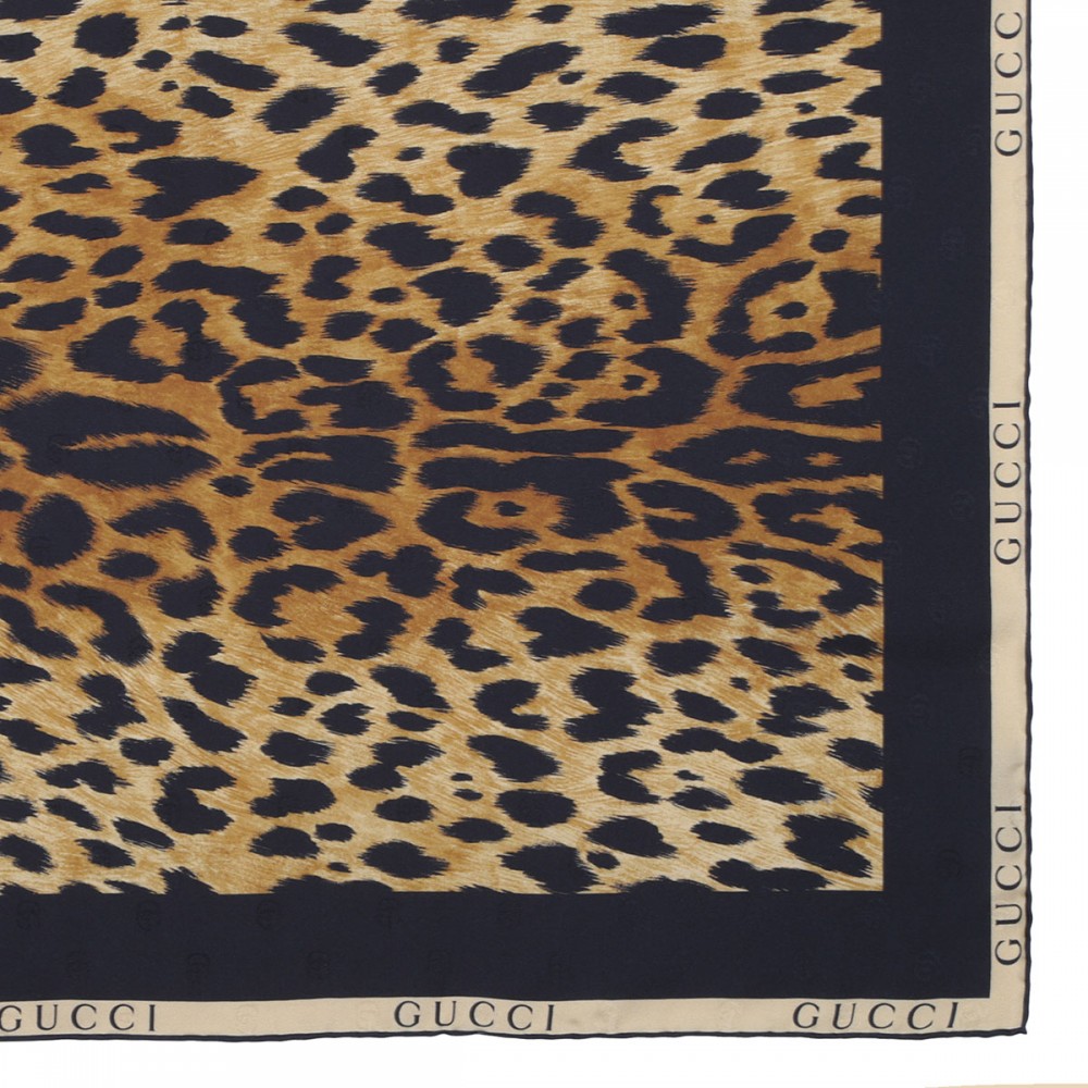 Leopard print silk twill carré