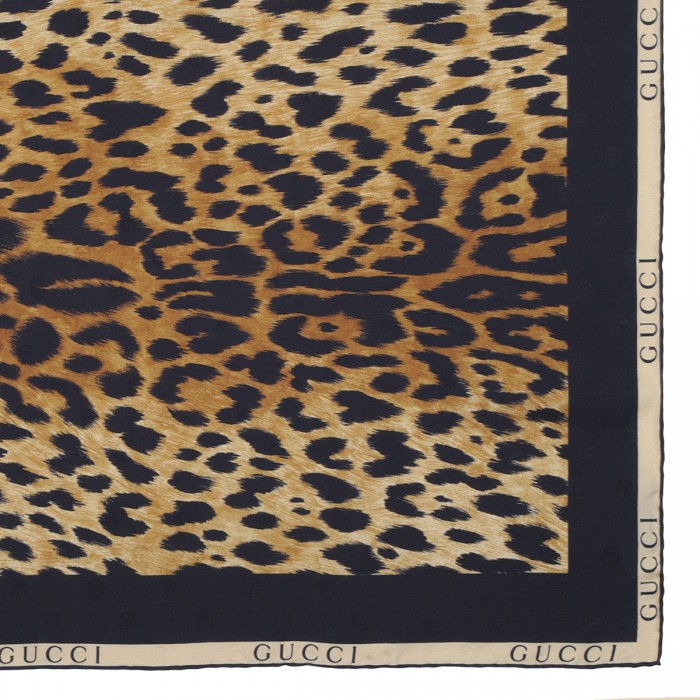 Leopard print silk twill carré