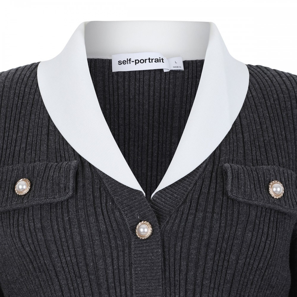 Gray ribbed knit cardigan