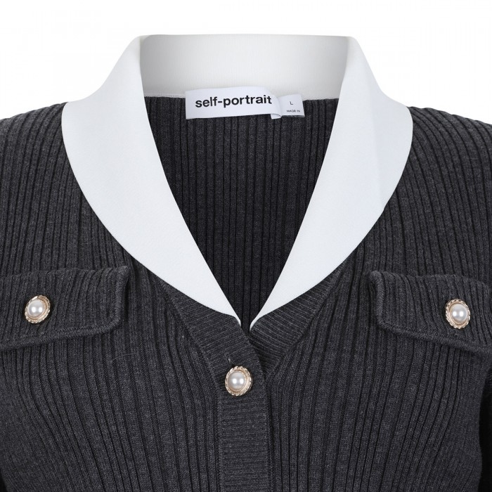Gray ribbed knit cardigan