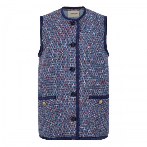 Blue tweed vest