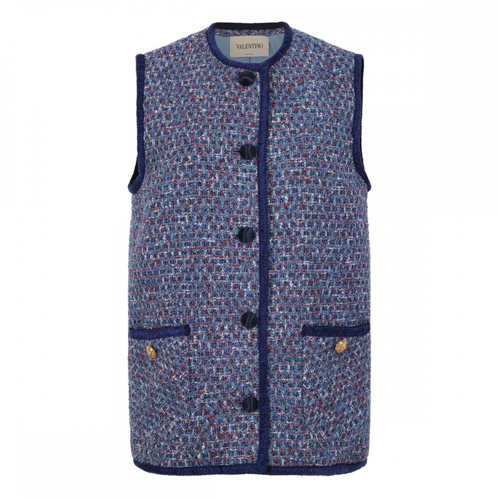 Blue tweed vest