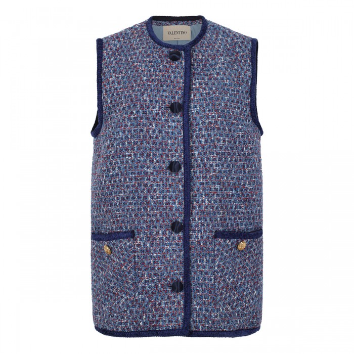 Blue tweed vest