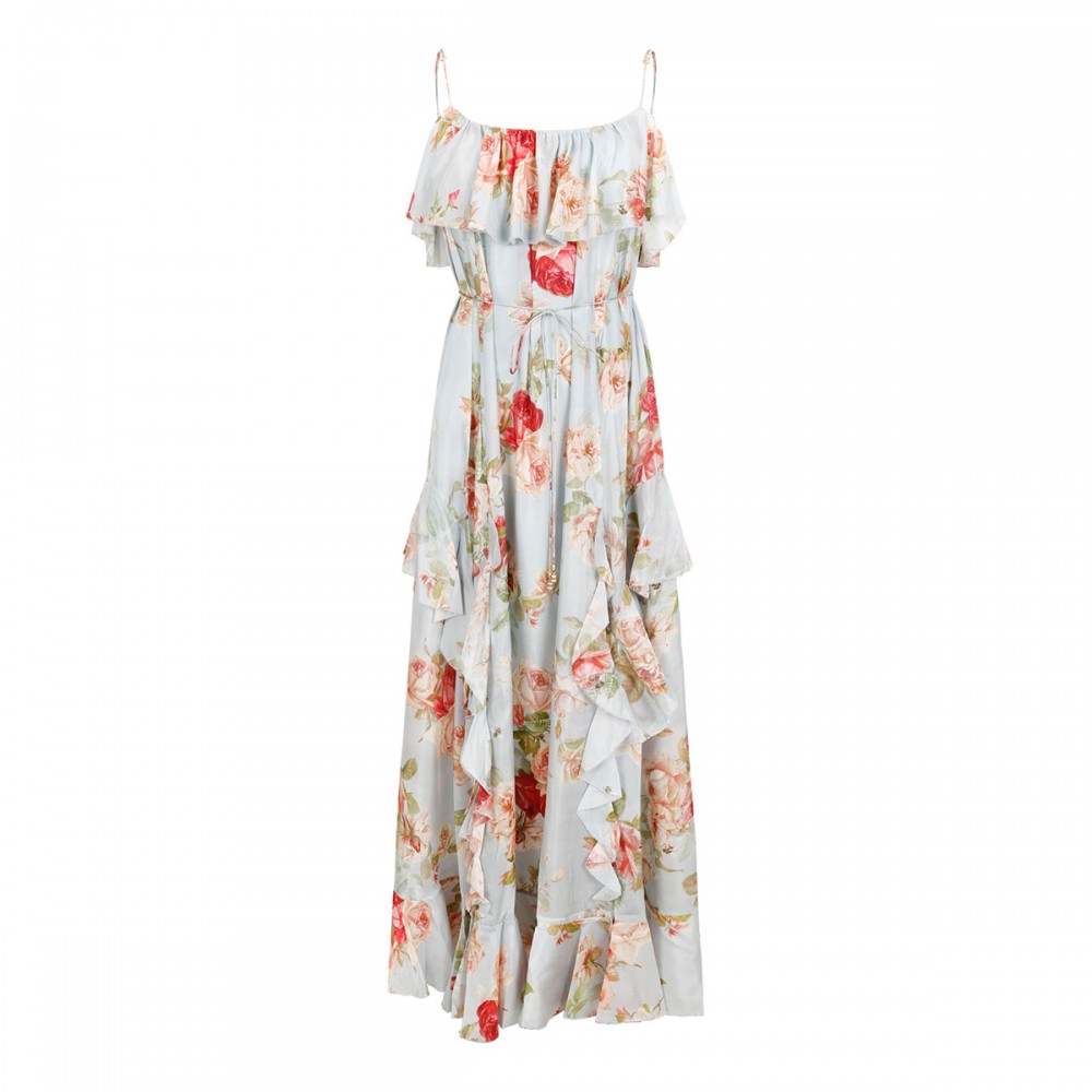 Roselight frill maxi dress