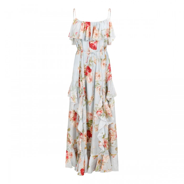 Roselight frill maxi dress
