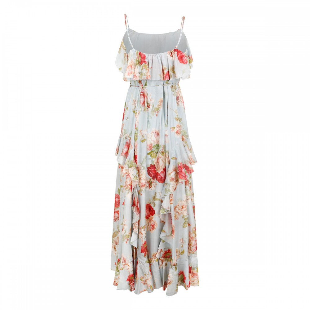 Roselight frill maxi dress