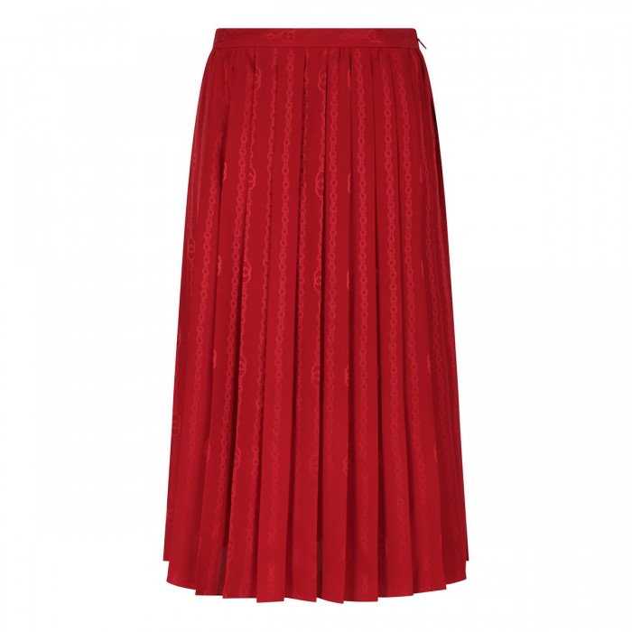 Interlocking G chain silk skirt