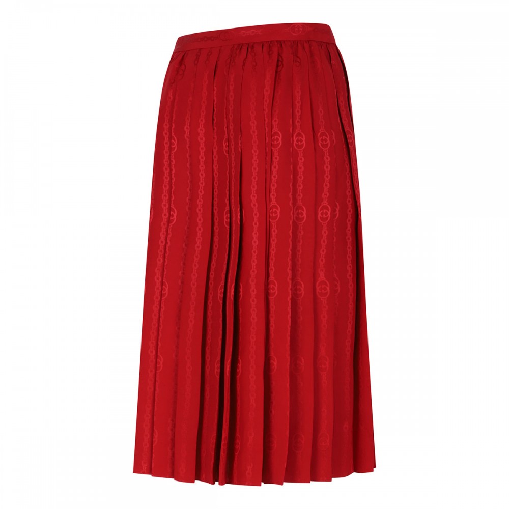 Interlocking G chain silk skirt