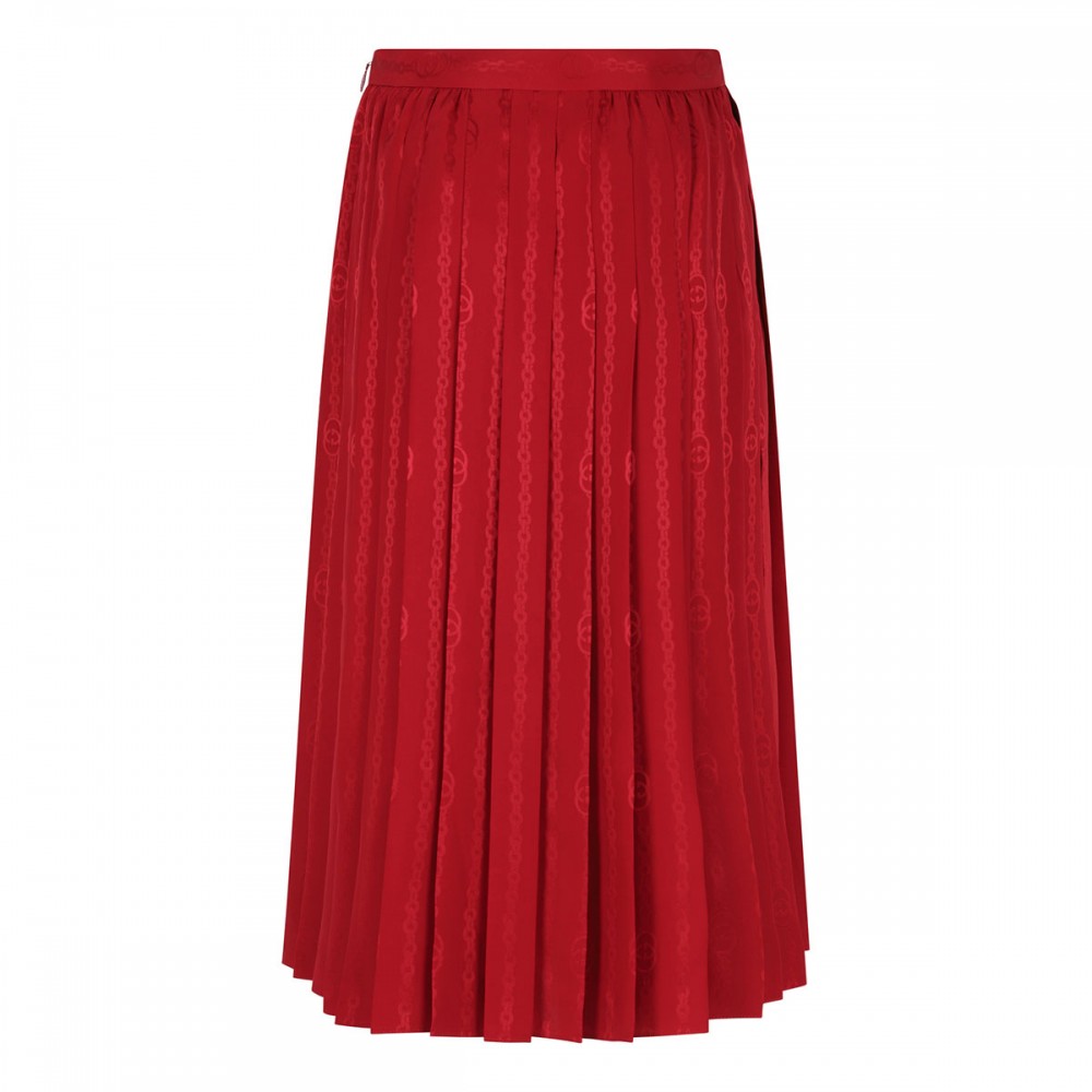 Interlocking G chain silk skirt