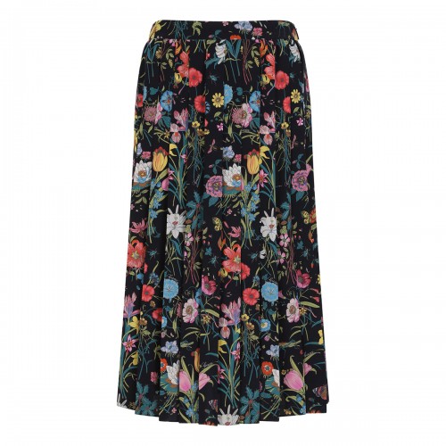 Flora silk midi skirt