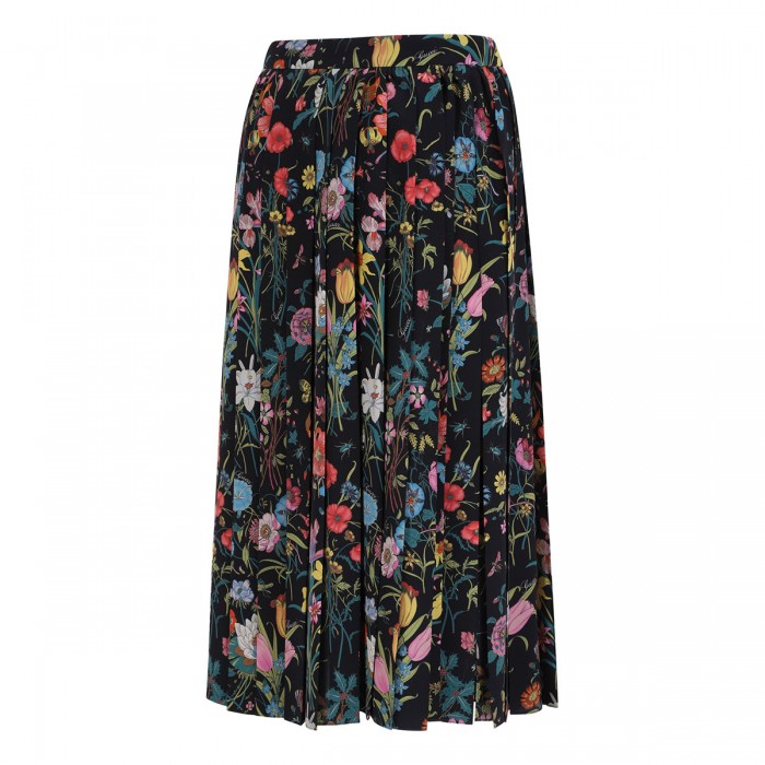 Flora silk midi skirt
