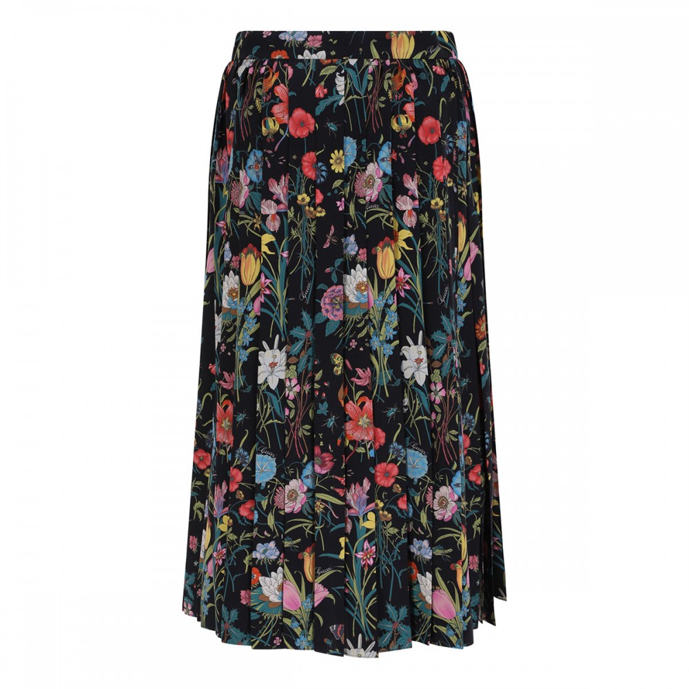 Flora silk midi skirt