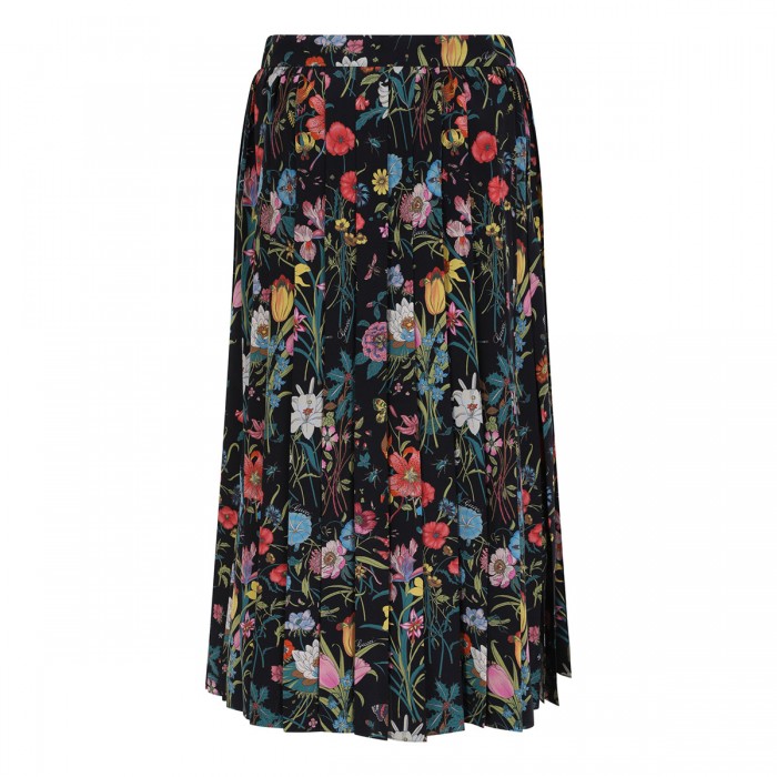 Flora silk midi skirt