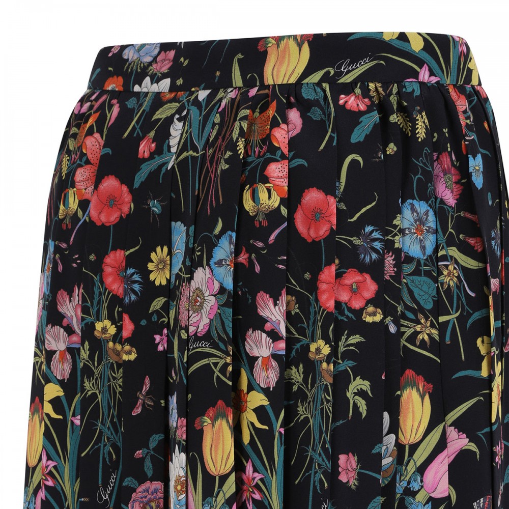 Flora silk midi skirt
