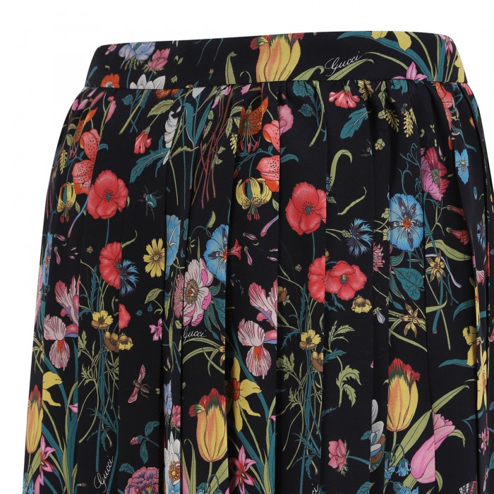 Flora silk midi skirt