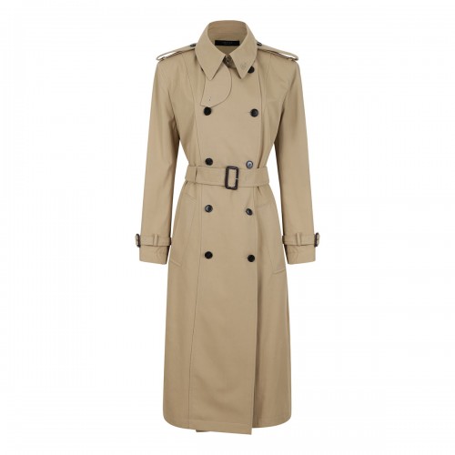Beige compact twill trench...