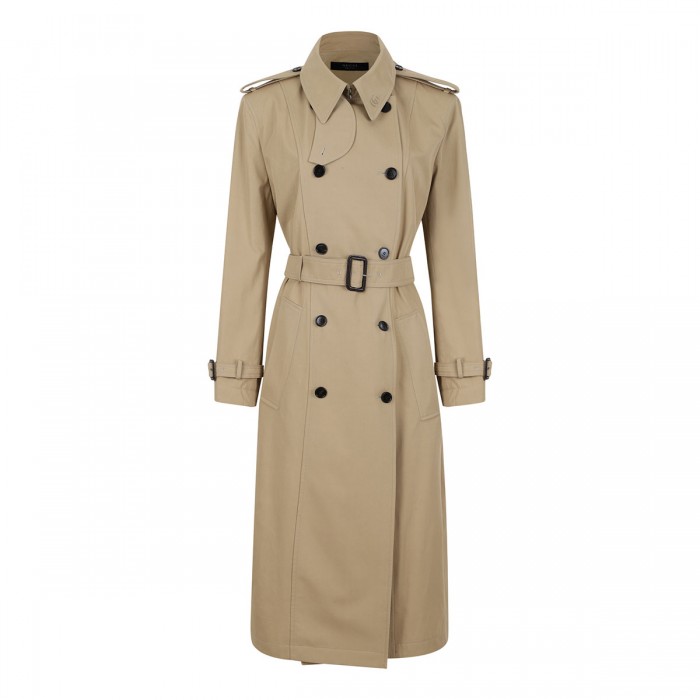 Beige compact twill trench coat