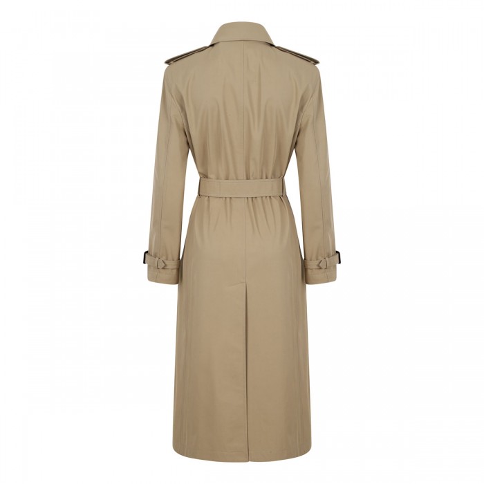 Beige compact twill trench coat