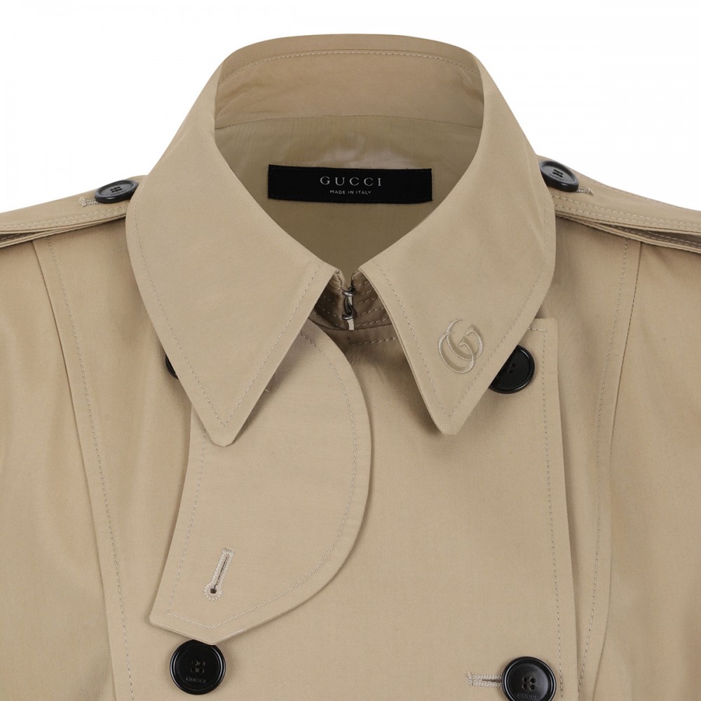 Beige compact twill trench coat