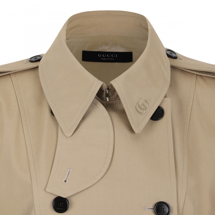 Beige compact twill trench coat