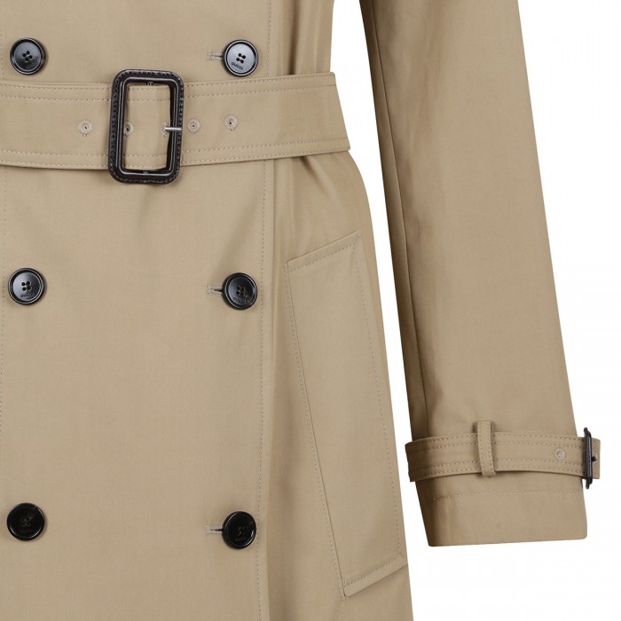 Beige compact twill trench coat