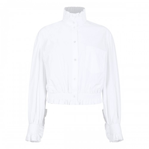 Ruched cotton blend blouse