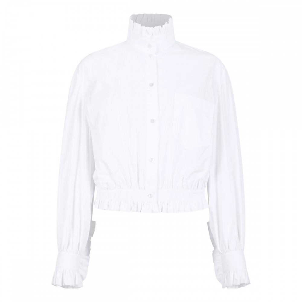 Ruched cotton blend blouse