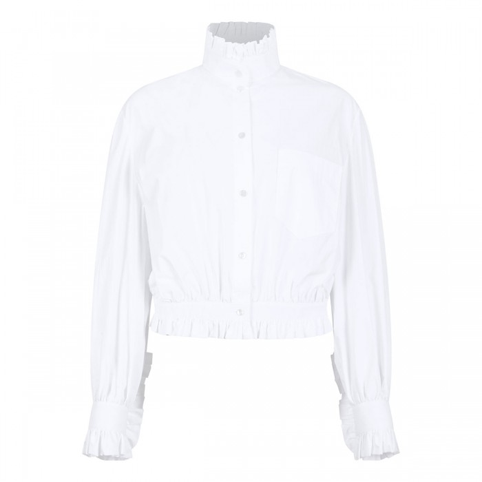 Ruched cotton blend blouse